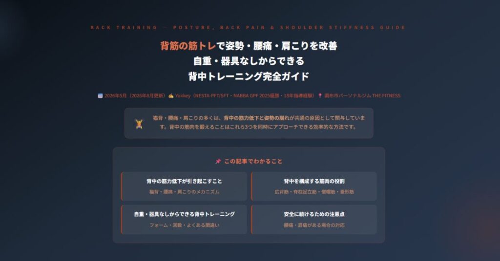 背筋の筋トレで姿勢・腰痛・肩こりを改善