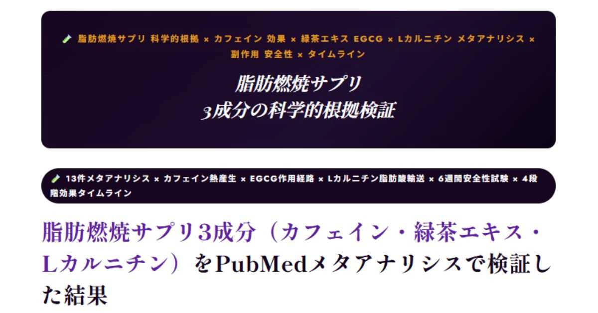 脂肪燃焼サプリ3成分の科学的根拠