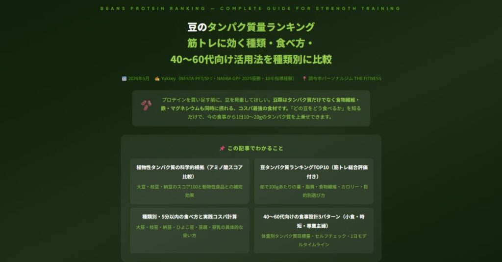 豆のタンパク質量ランキング