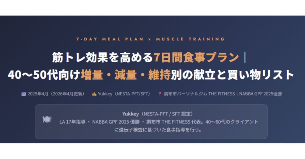 筋トレ効果を高める7日間食事プラン