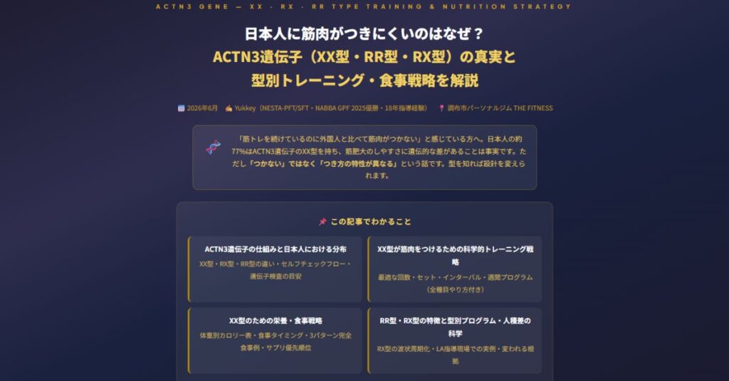ACTN3遺伝子（XX型・RR型・RX型）