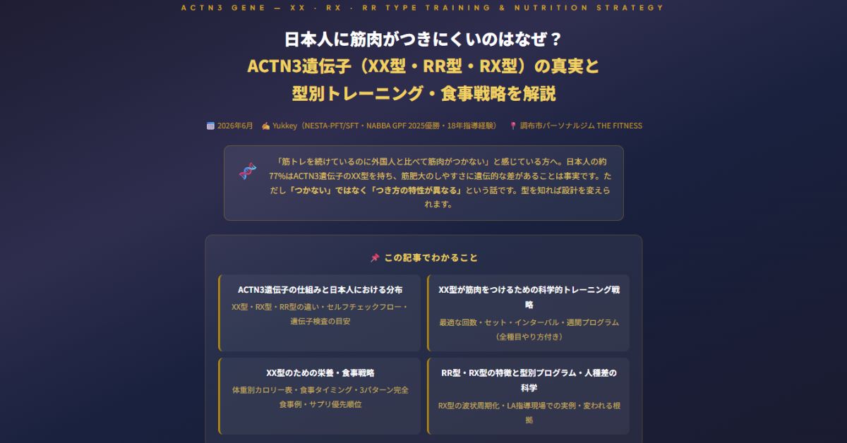 ACTN3遺伝子（XX型・RR型・RX型）