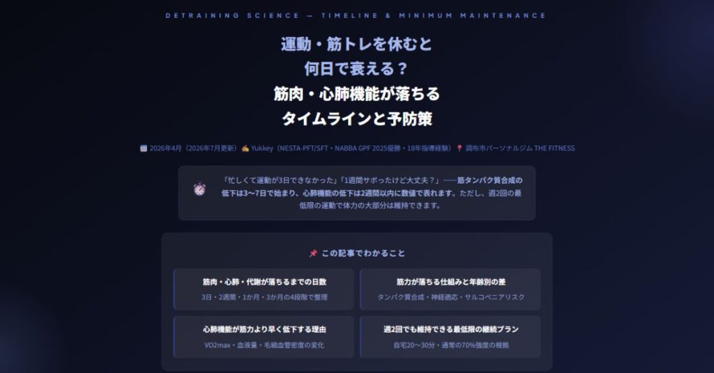 運動・筋トレを休むと何日で衰える？