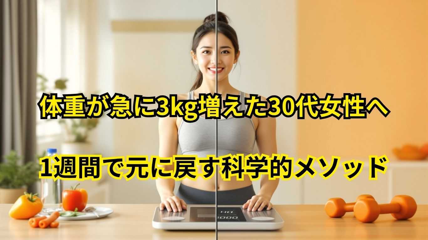 【緊急対策】体重が急に3kg増えた30代女性へ|1週間で元に戻す科学的メソッド 体重が急に3kg増えた30代女性へ