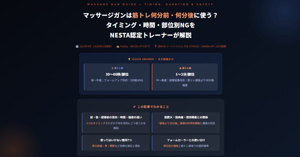 マッサージガンは筋トレ何分前・何分後に使う？
