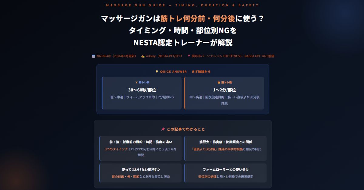 マッサージガンは筋トレ何分前・何分後に使う？