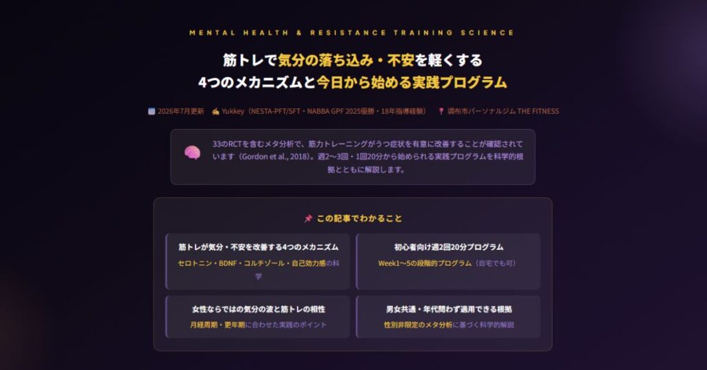 筋トレで気分の落ち込み・不安を軽くする