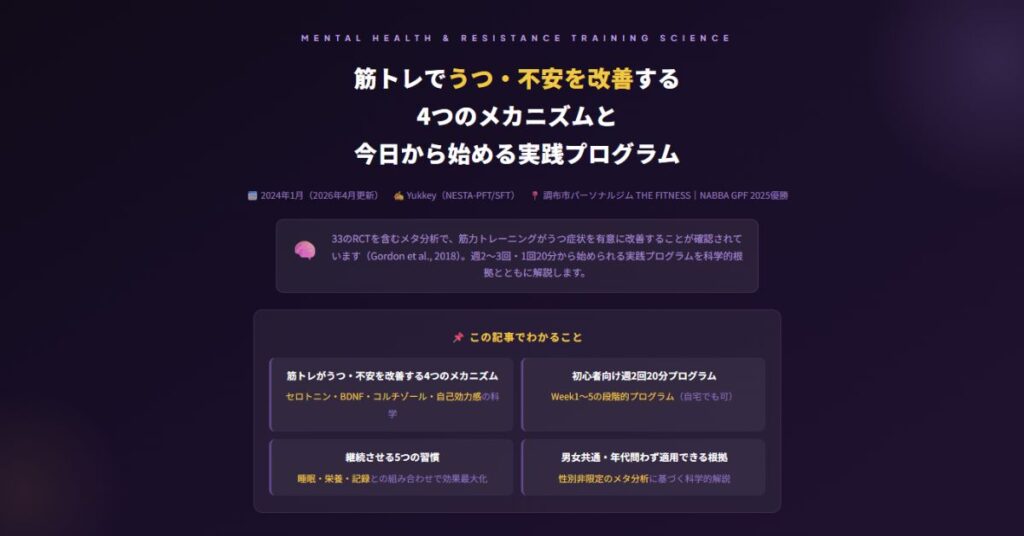 筋トレでうつ・不安を改善