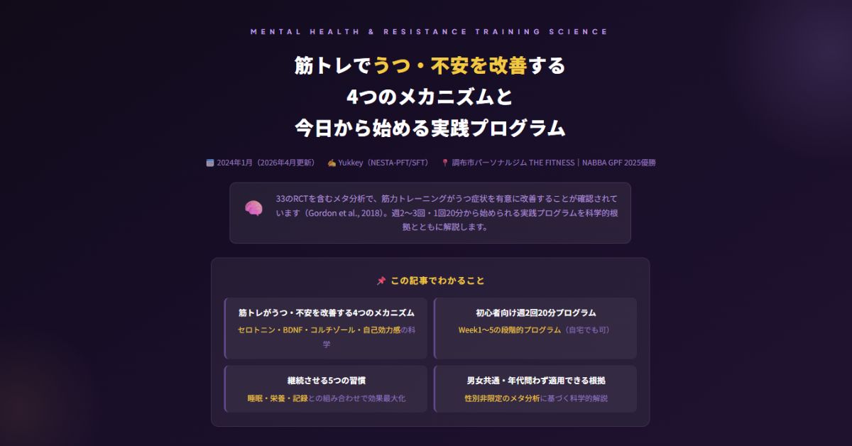 筋トレでうつ・不安を改善