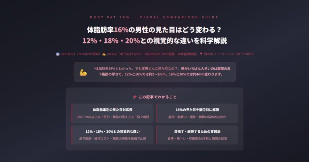 体脂肪率16%の男性の見た目はどう変わる