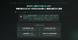 部位別に1種目だけ選ぶなら何か