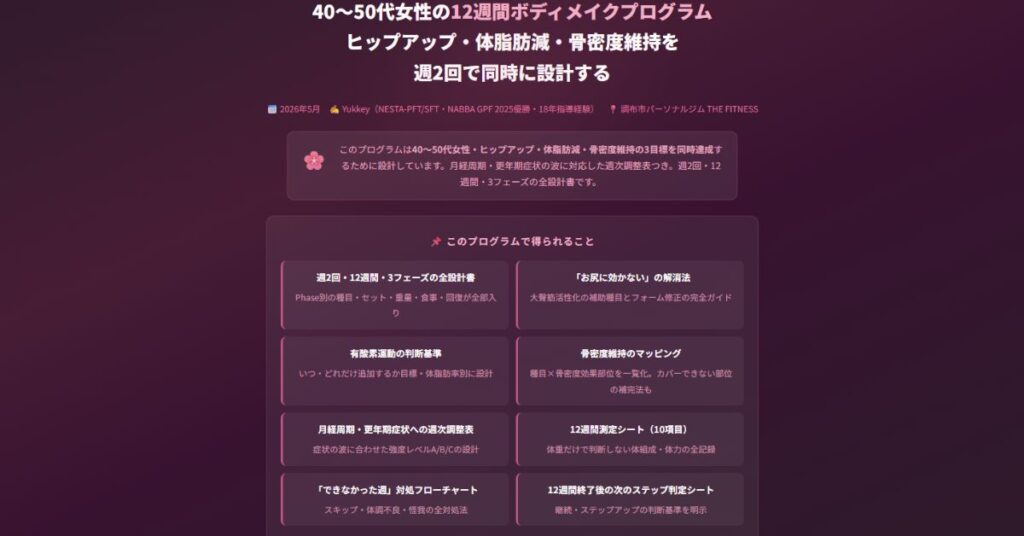40〜50代女性の12週間ボディメイクプログラム