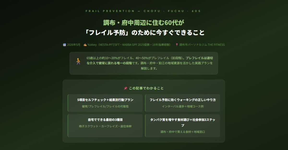 布・府中周辺に住む60代が「フレイル予防」