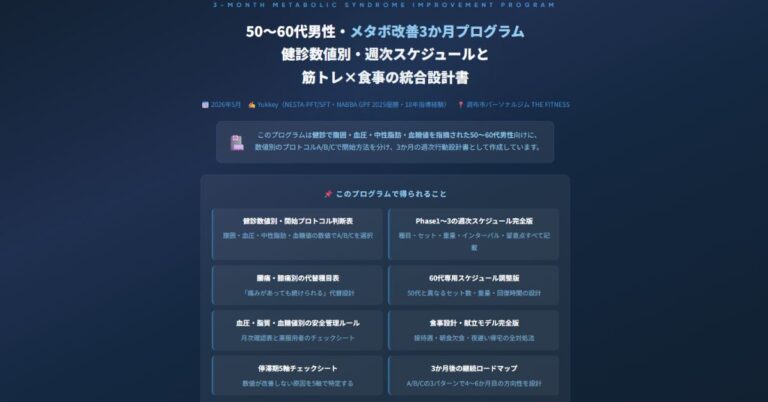 50〜60代男性・メタボ改善3か月プログラム