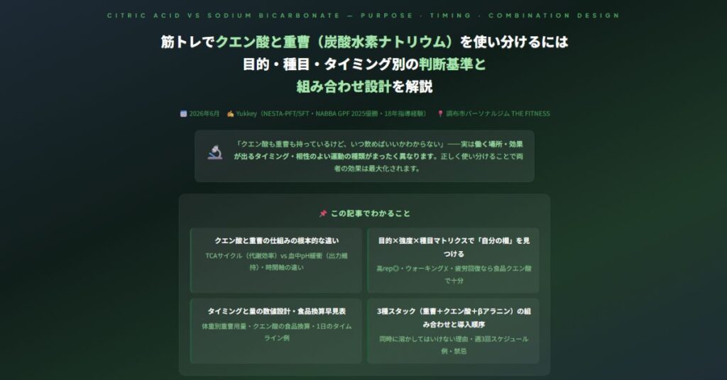 筋トレでクエン酸と重曹(炭酸水素ナトリウム)を使い分け