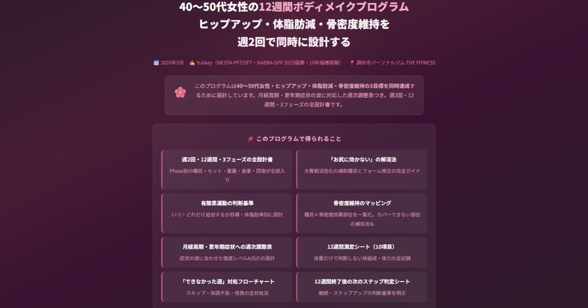 40〜50代女性の12週間ボディメイクプログラム