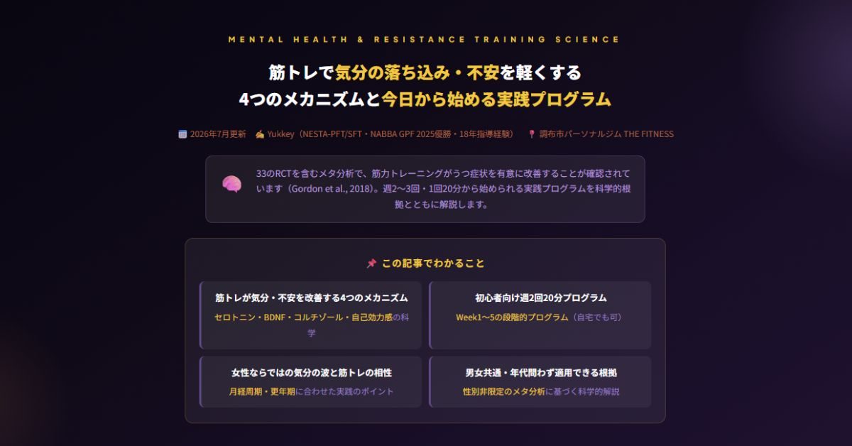 筋トレで気分の落ち込み・不安を軽くする