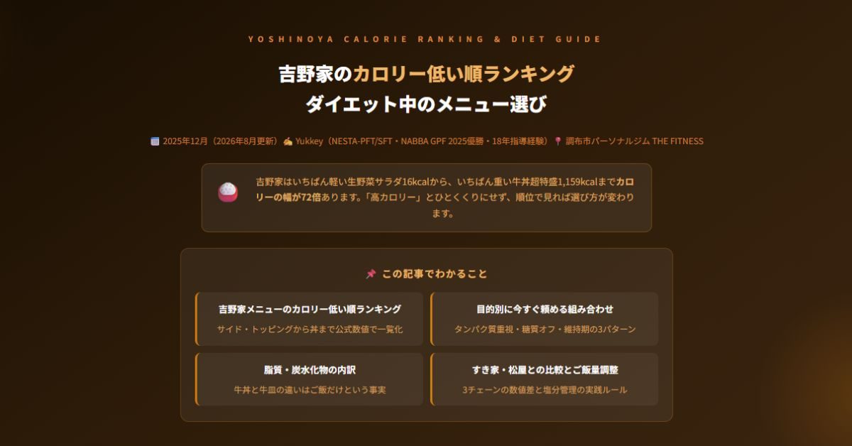 吉野家のカロリー低い順ランキング