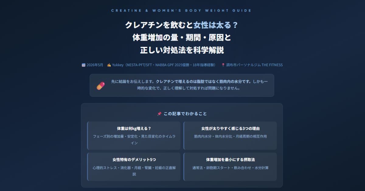 クレアチンを飲むと女性は太る？
