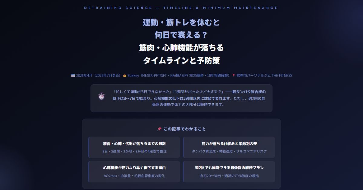 運動・筋トレを休むと何日で衰える？
