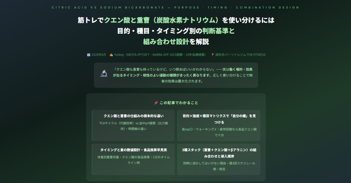 筋トレでクエン酸と重曹（炭酸水素ナトリウム）を使い分け