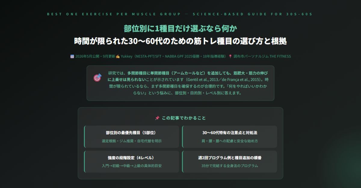 部位別に1種目だけ選ぶなら何か