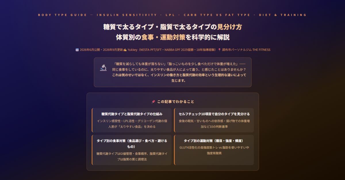 糖質で太るタイプ・脂質で太るタイプ